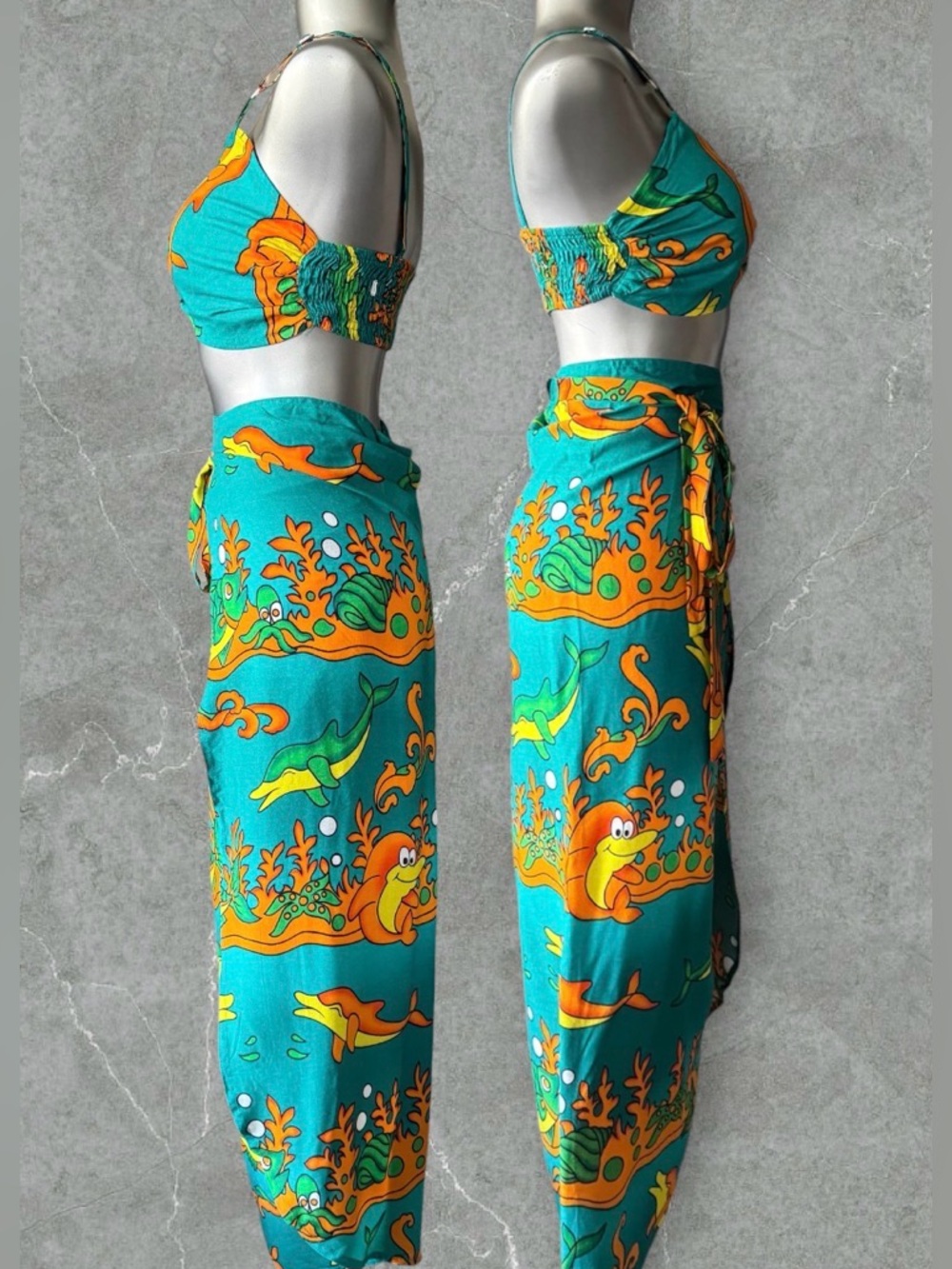 2 for $30 | Turquoise & Orange Printed Two-Piece Skirt Set - Picture 5 of 16